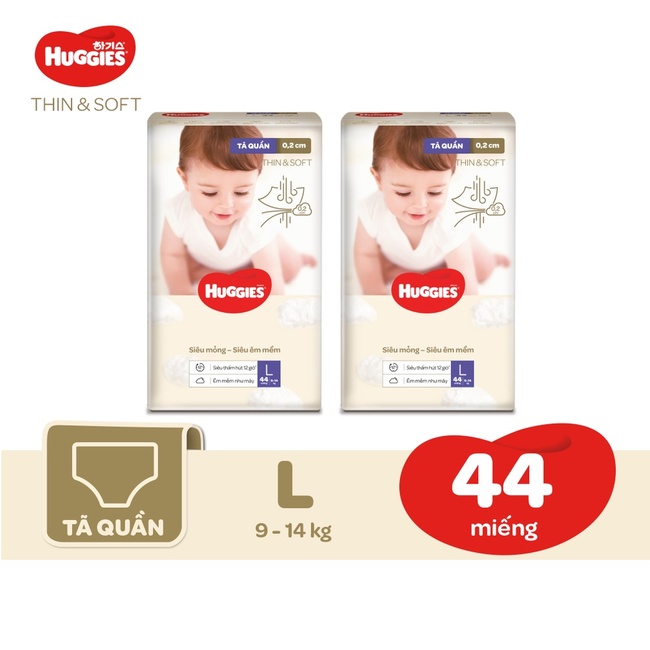 Tã hàn Huggies Thin & Soft ® siêu mỏng chỉ 2 mm